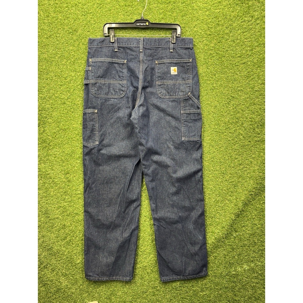 Carhartt Flame Resistant Pants Mens 38x34 Blue Relaxed Fit Denim Work FRB13-401